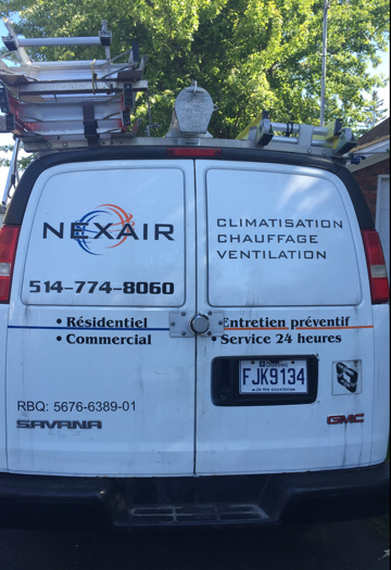 Reconnaissez nos camions de Climatisation Nexair à Montréal - Compagnie de Climatisation Nexair